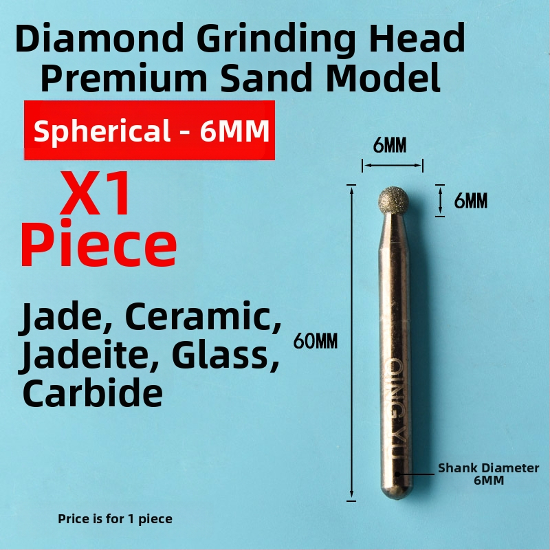 Diamantová brúsna hlava pre keramické obklady a gravírovanie jade, elektrická brúska z emery zliatiny, jemné zrno