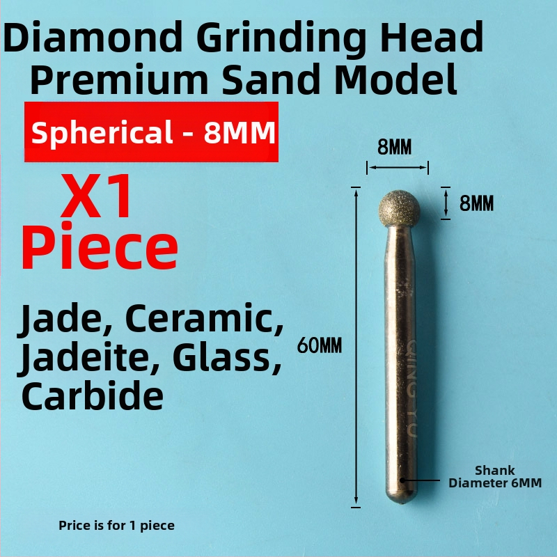 Diamantová brúsna hlava pre keramické obklady a gravírovanie jade, elektrická brúska z emery zliatiny, jemné zrno