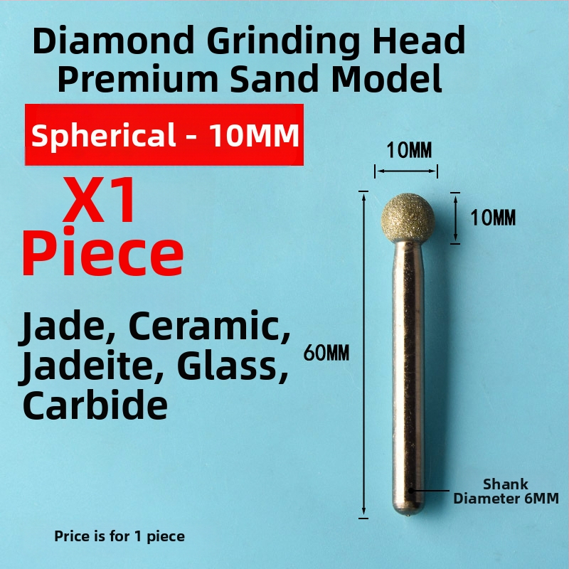Diamantová brúsna hlava pre keramické obklady a gravírovanie jade, elektrická brúska z emery zliatiny, jemné zrno