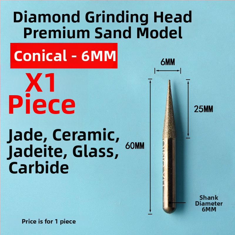 Diamantová brúsna hlava pre keramické obklady a gravírovanie jade, elektrická brúska z emery zliatiny, jemné zrno