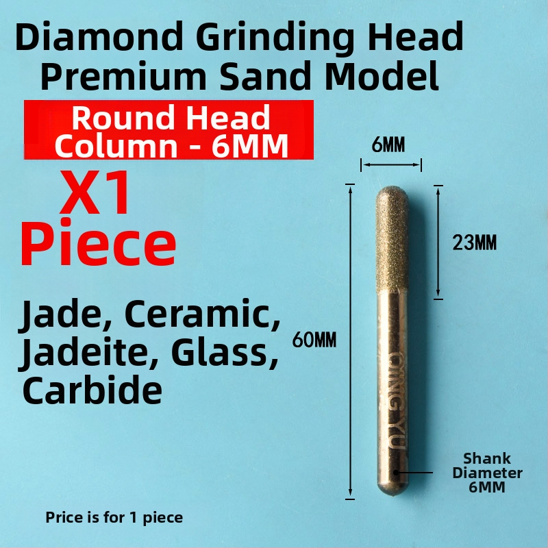 Diamantová brúsna hlava pre keramické obklady a gravírovanie jade, elektrická brúska z emery zliatiny, jemné zrno