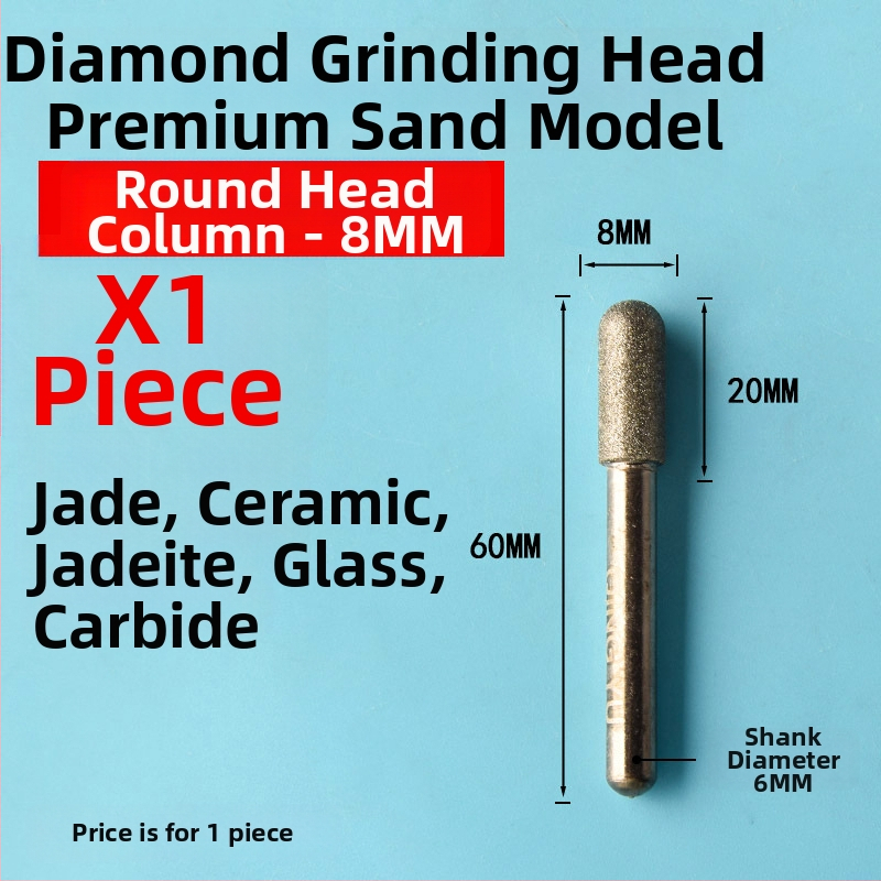 Diamantová brúsna hlava pre keramické obklady a gravírovanie jade, elektrická brúska z emery zliatiny, jemné zrno