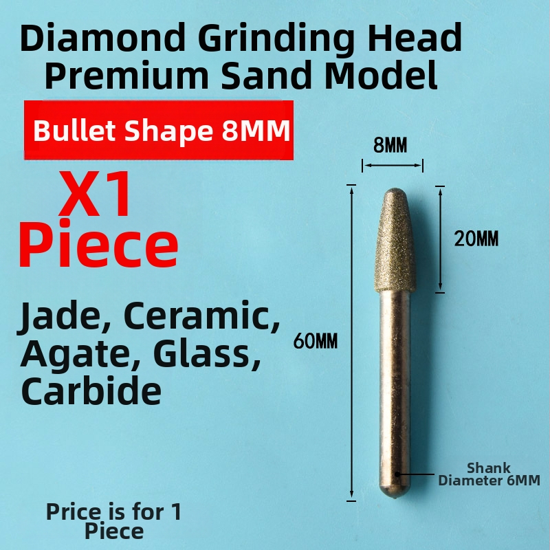 Diamantová brúsna hlava pre keramické obklady a gravírovanie jade, elektrická brúska z emery zliatiny, jemné zrno