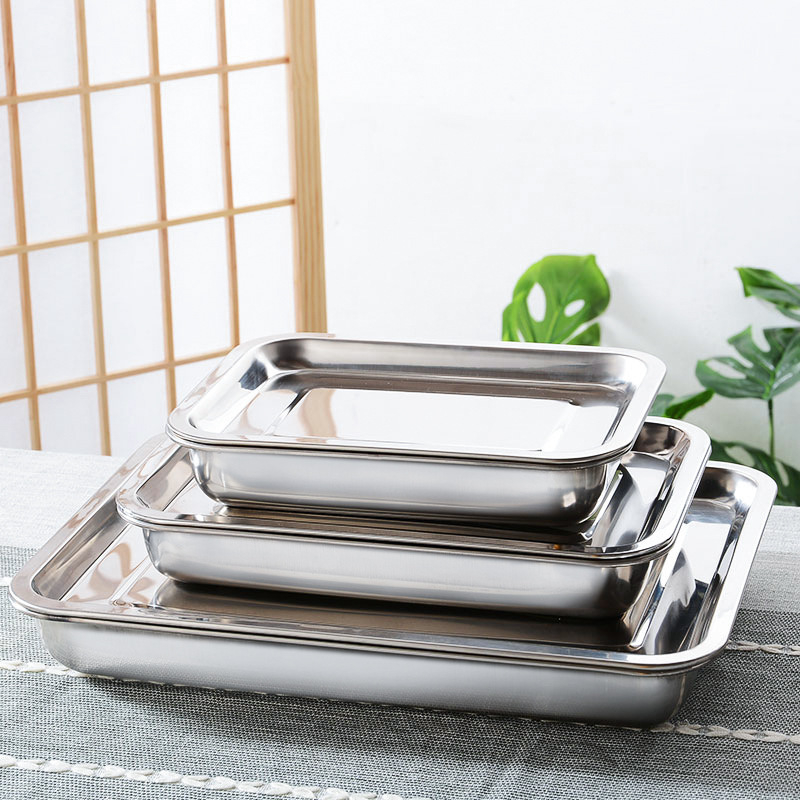 Ορθογώνιο πιάτο από ανοξείδωτο χάλυβα 201 για μπάρμπεκιου, ατμισμένο ρύζι και dumplings