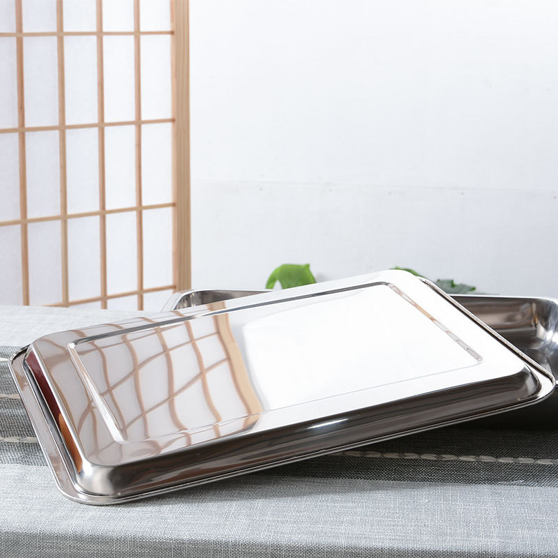 Ορθογώνιο πιάτο από ανοξείδωτο χάλυβα 201 για μπάρμπεκιου, ατμισμένο ρύζι και dumplings