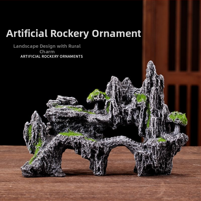 Fém rockery Bonsai tájkép dísz, kínai stílusú, félig kézi készítésű