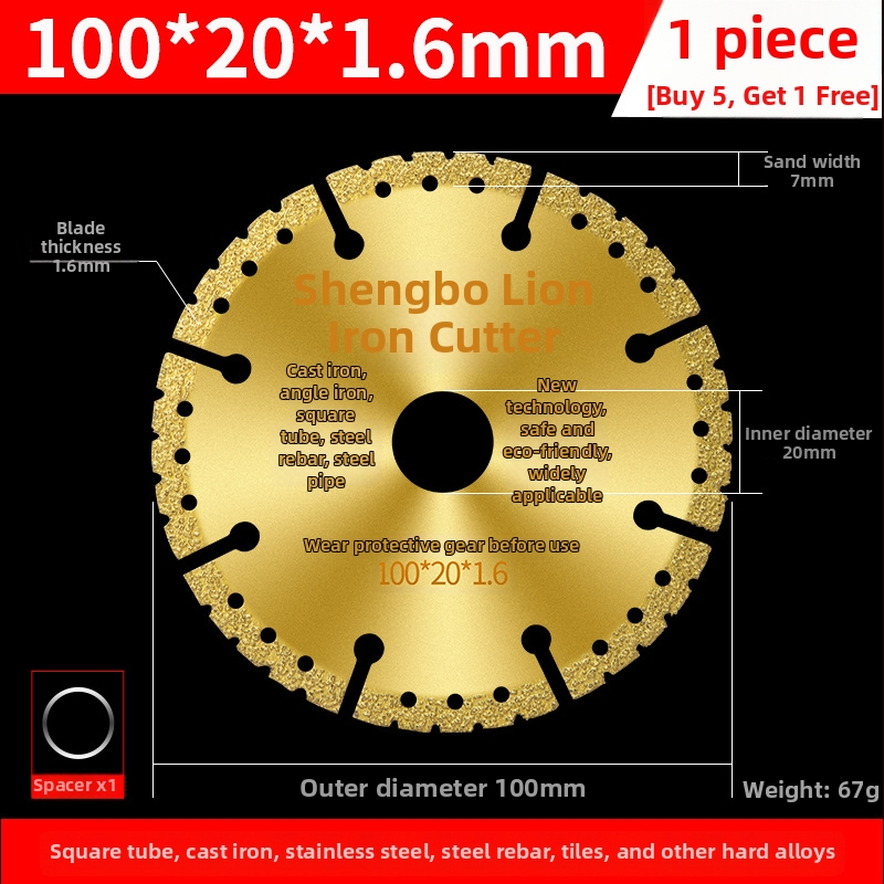 Kotúč na uhlovú brúsku na kov – diamantový kotúč pre nerezovú oceľ, uhol železo, štvorhranný profil a závitovú oceľ – San Platinum Lion