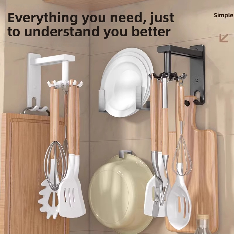 Кухненски стенен въртящ се държач за ножове и шпатули – монтаж без пробиване; материал: въглеродна стомана; обработка: спрей-пластса; марка Grids lysdan; стил: прост и модерен