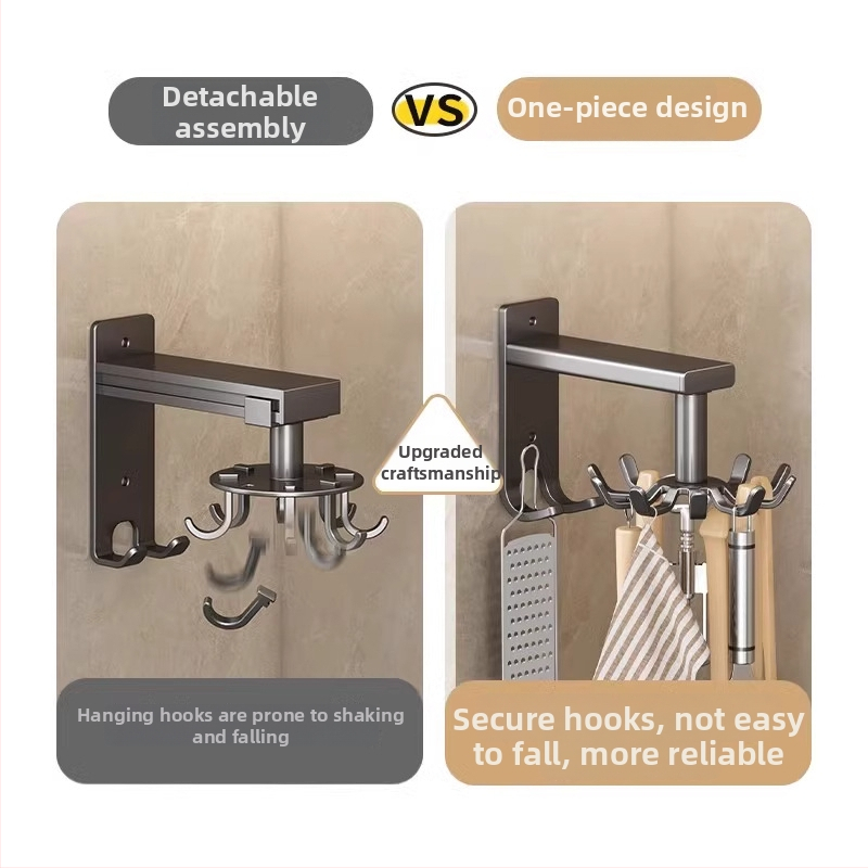 Кухненски стенен въртящ се държач за ножове и шпатули – монтаж без пробиване; материал: въглеродна стомана; обработка: спрей-пластса; марка Grids lysdan; стил: прост и модерен