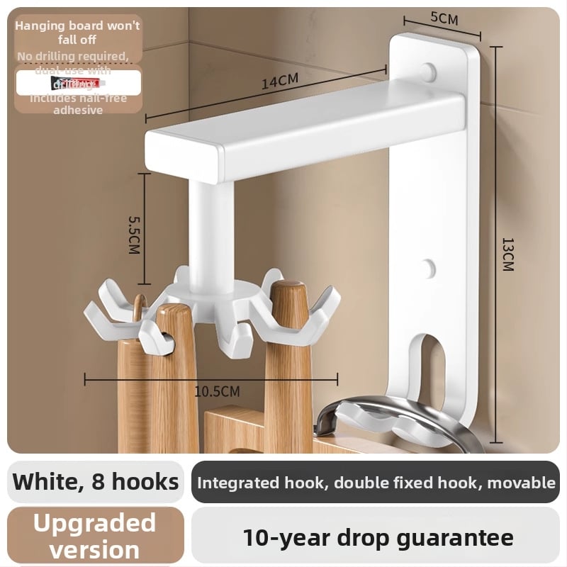 Кухненски стенен въртящ се държач за ножове и шпатули – монтаж без пробиване; материал: въглеродна стомана; обработка: спрей-пластса; марка Grids lysdan; стил: прост и модерен