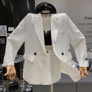 Dvojdijelni denim kostim sa suknjom, 3D uzorak, dugi rukavi, minimalistički stil, jesen 2026.