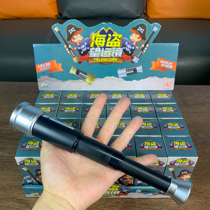 Telescop pirat pentru copii, cu trei secțiuni, reglabil, din plastic, jucărie educațională de fizică pentru 7–14 ani