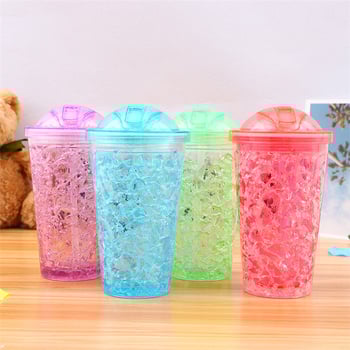 Dvoslojna plastična čaša sa slamkom, karikatura dizajn, izolacija 0–6 sati, mogućnost logotipa