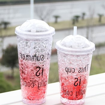 Dvoslojna plastična čaša sa slamkom, karikatura dizajn, izolacija 0–6 sati, mogućnost logotipa