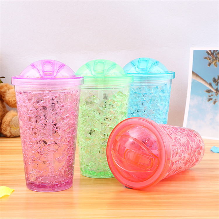 Dvoslojna plastična čaša sa slamkom, karikatura dizajn, izolacija 0–6 sati, mogućnost logotipa