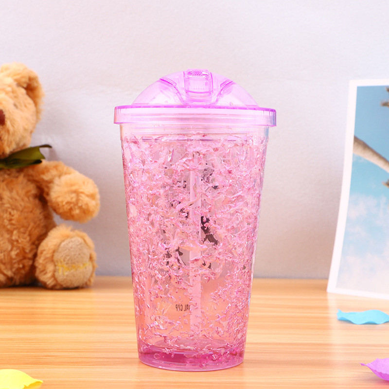 Dvoslojna plastična čaša sa slamkom, karikatura dizajn, izolacija 0–6 sati, mogućnost logotipa