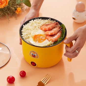 Električna višenamjenska posuda za kuhanje 1,8 L, za dom i dom učenika, unutarnja posuda s non-stick premazom, dvostruki sloj, ručno upravljanje gumbom