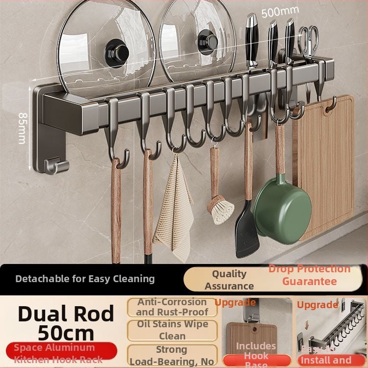 Πλαστικός τοίχος κρεμάστρας ράφι κουζίνας, εγκατάσταση χωρίς τρύπες, για σπατουλες, κουταλες και μαχαιρια