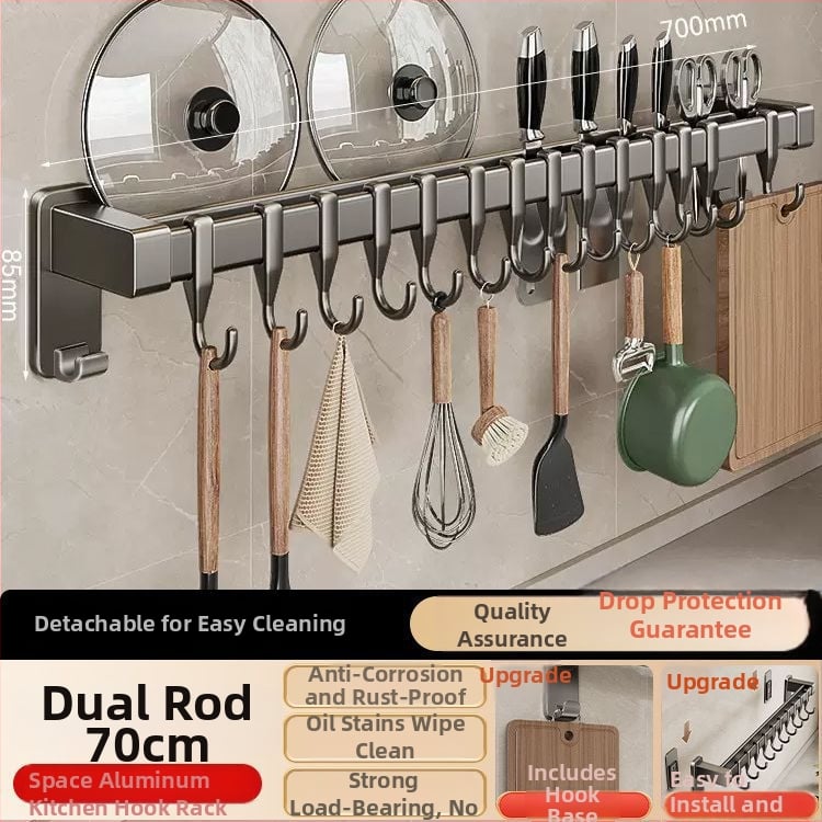 Πλαστικός τοίχος κρεμάστρας ράφι κουζίνας, εγκατάσταση χωρίς τρύπες, για σπατουλες, κουταλες και μαχαιρια