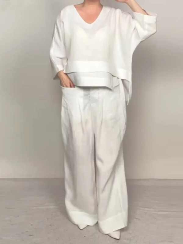 Casual dvodijelni set, top i donji dio, jednobojan, poliester-spandeks smjesa (95% poliester), dugi rukavi, japansko-korejski casual stil, jesen 2025