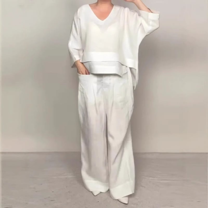 Casual dvodijelni set, top i donji dio, jednobojan, poliester-spandeks smjesa (95% poliester), dugi rukavi, japansko-korejski casual stil, jesen 2025