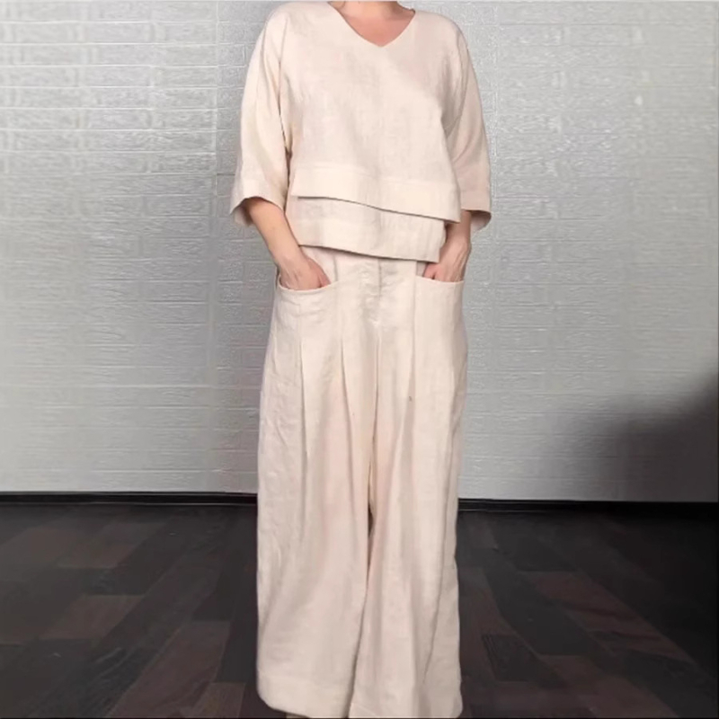 Casual dvodijelni set, top i donji dio, jednobojan, poliester-spandeks smjesa (95% poliester), dugi rukavi, japansko-korejski casual stil, jesen 2025