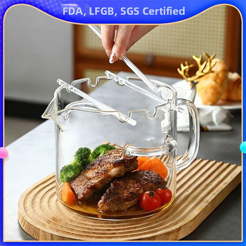 Sklenená misa na pečenie mäsa, bezdymová, 680 g, kompatibilná s univerzálnou platňou