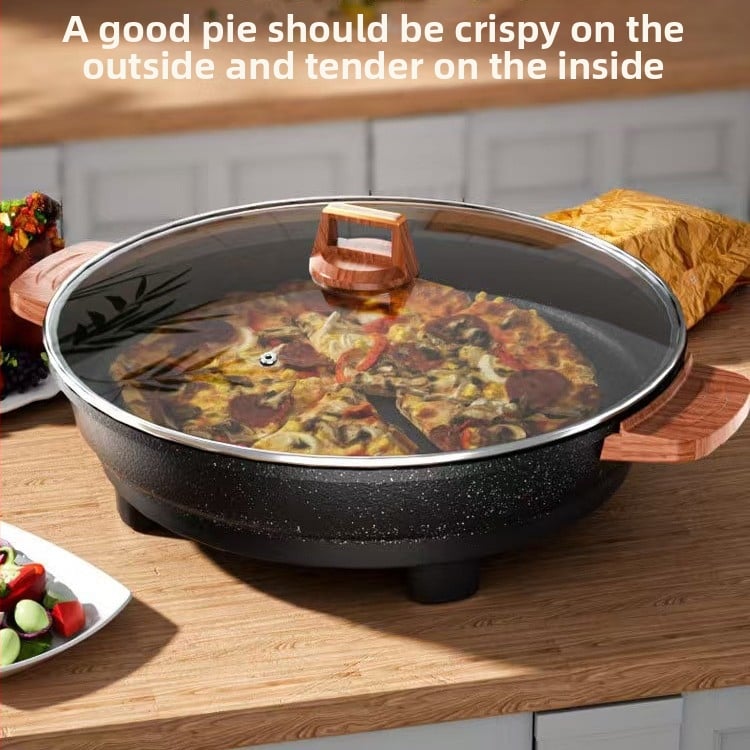 Ηλεκτρική επίπεδη σχάρα για κρέπες, ντιμπούλινγκ και κορεατικά πιάτα – σώμα από αλουμίνιο, κορεατικού στυλ, αντικολλητική επιφάνεια, γυάλινο καπάκι, πολυλειτουργική