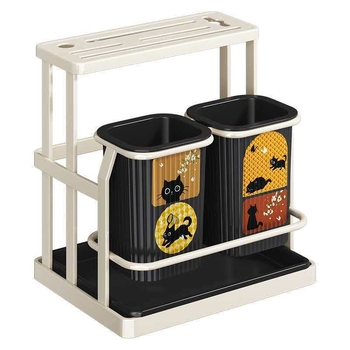 Οργανωτής κουζίνας σε στυλ μεσαιωνικό, πλαστικός με θήκη μαχαιριών και κάδο για chopsticks, πολυχρηστικός ράφι για επιφάνεια ή τοίχο με αποστράγγιση