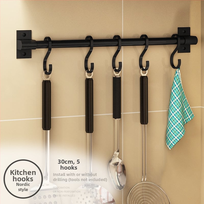 Кухненски стенен безпробивен държач за закачане и поставка за дъска за рязане — Rosie, Space Aluminum, модерен стил, модел Paragraph A