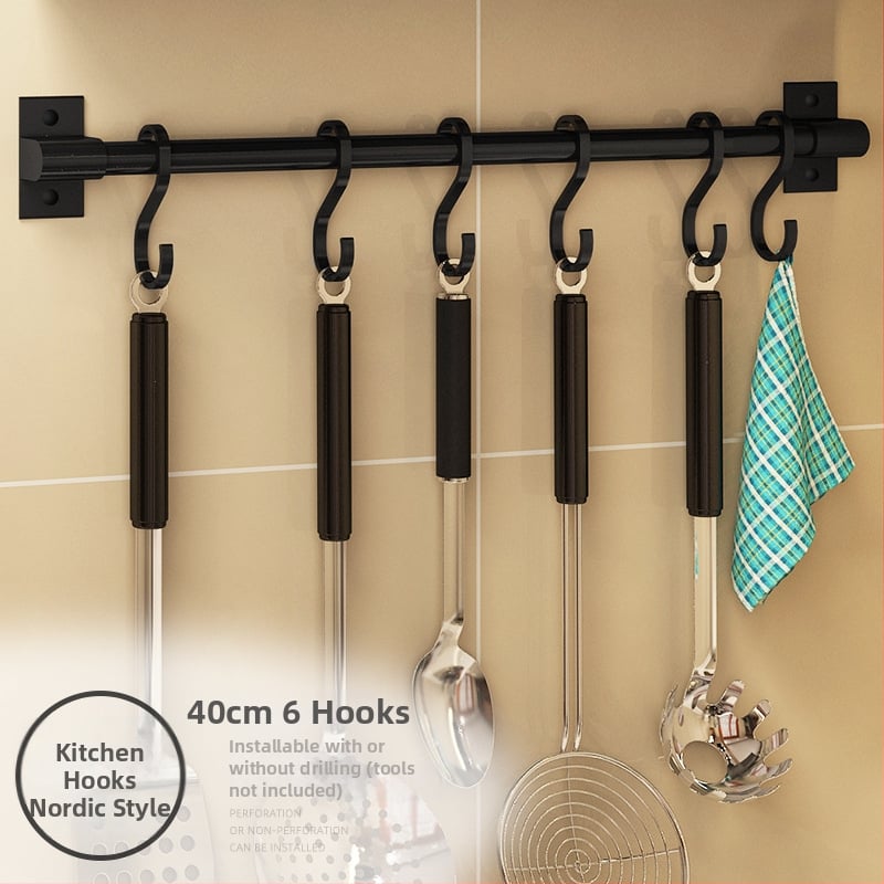 Кухненски стенен безпробивен държач за закачане и поставка за дъска за рязане — Rosie, Space Aluminum, модерен стил, модел Paragraph A