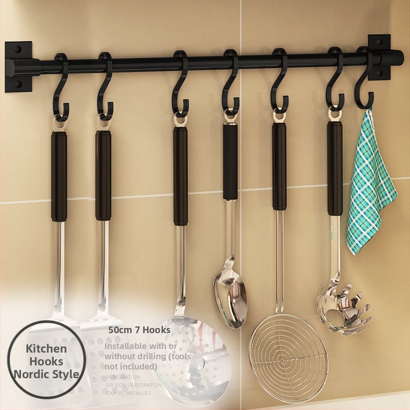 Кухненски стенен безпробивен държач за закачане и поставка за дъска за рязане — Rosie, Space Aluminum, модерен стил, модел Paragraph A