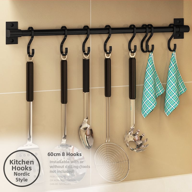 Кухненски стенен безпробивен държач за закачане и поставка за дъска за рязане — Rosie, Space Aluminum, модерен стил, модел Paragraph A