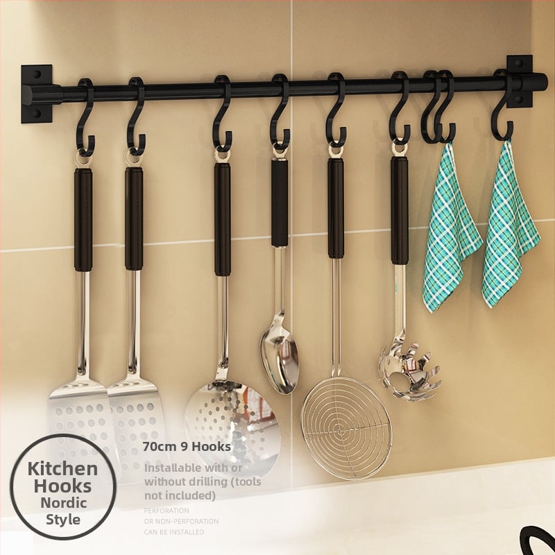 Кухненски стенен безпробивен държач за закачане и поставка за дъска за рязане — Rosie, Space Aluminum, модерен стил, модел Paragraph A