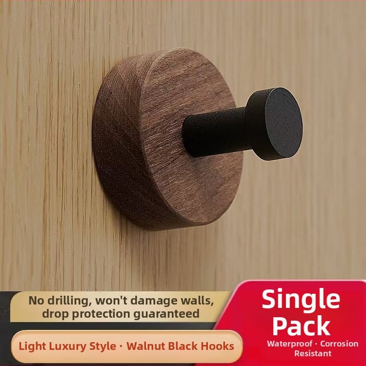 Дървена закачалка за палта от орехово дърво, стенна, модерен стил, без пробиване за монтаж, завършек с восъчно-маслена обработка, тегло 0,3 кг