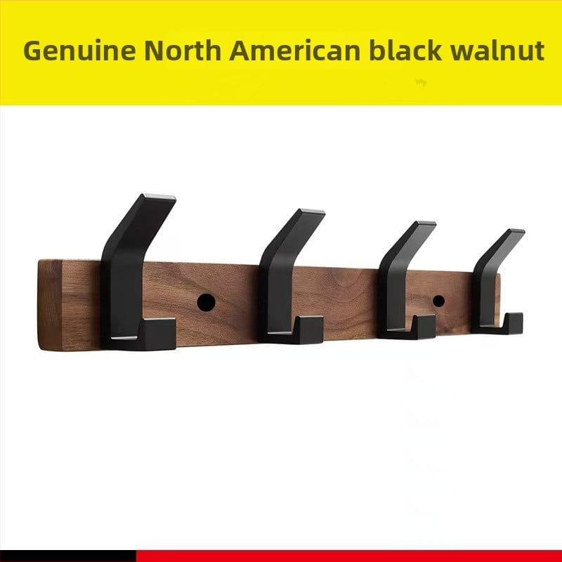 Дървена закачалка за палта от орехово дърво, стенна, модерен стил, без пробиване за монтаж, завършек с восъчно-маслена обработка, тегло 0,3 кг