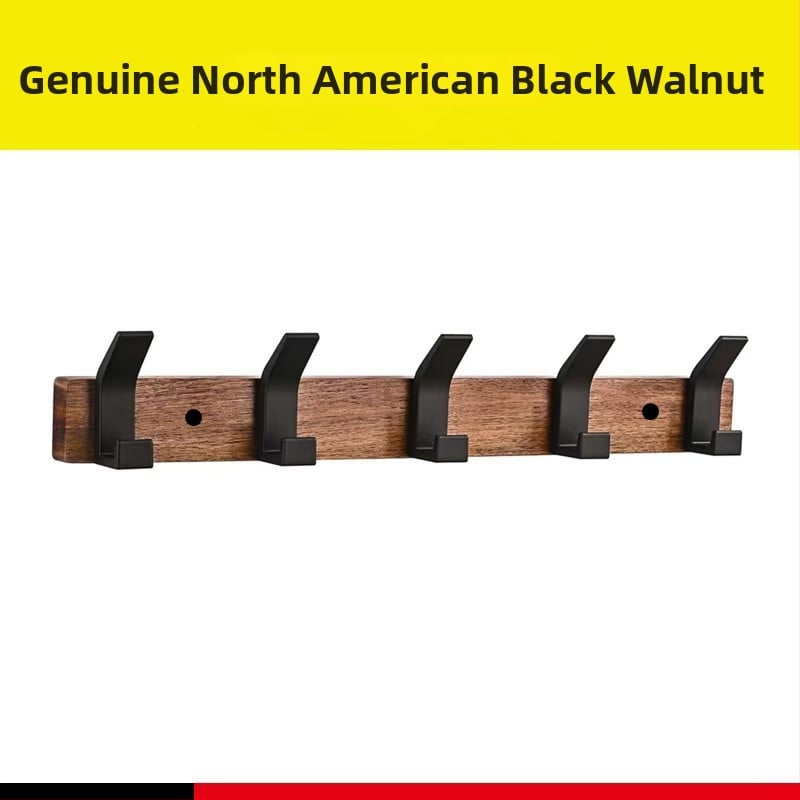 Дървена закачалка за палта от орехово дърво, стенна, модерен стил, без пробиване за монтаж, завършек с восъчно-маслена обработка, тегло 0,3 кг