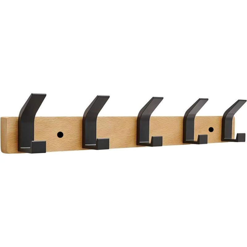 Дървена закачалка за палта от орехово дърво, стенна, модерен стил, без пробиване за монтаж, завършек с восъчно-маслена обработка, тегло 0,3 кг