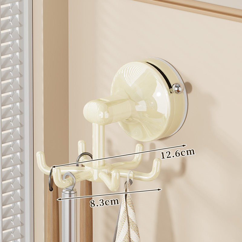 Περιστρεφόμενος κρεμάστρα τοίχου για μαγειρικά σκεύη με βεντούζα — PET υλικό, μοντέρνος μινιμαλιστικός στυλ, περισσότερες από τρεις αγκίδες, αντοχή έως 1 kg