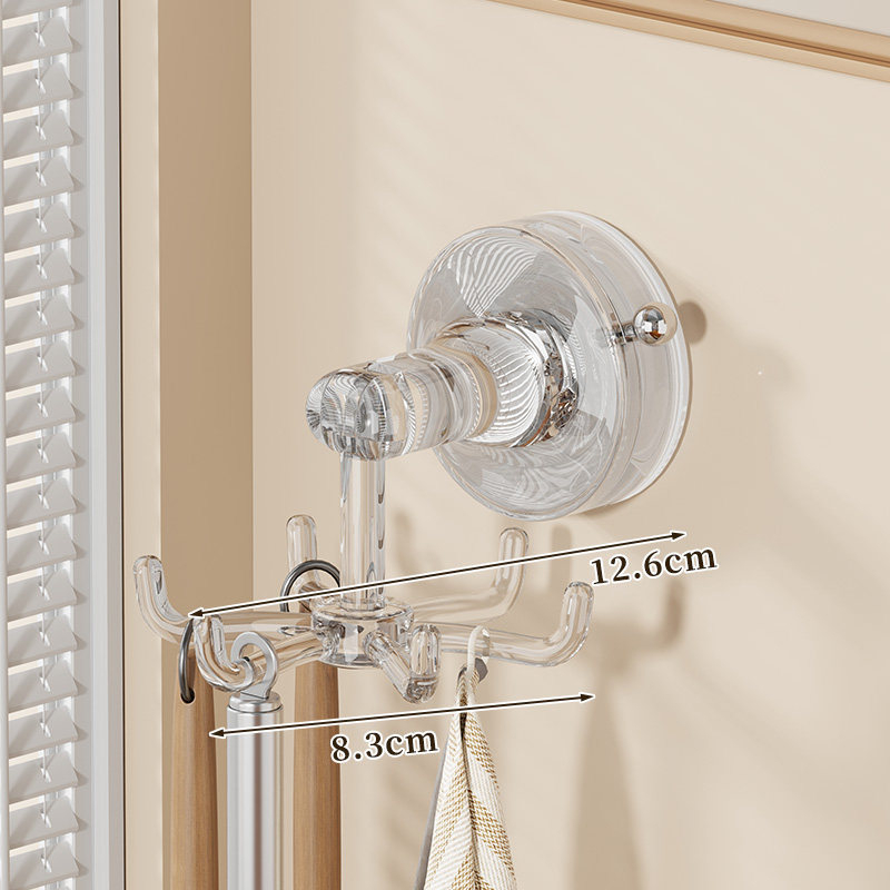 Περιστρεφόμενος κρεμάστρα τοίχου για μαγειρικά σκεύη με βεντούζα — PET υλικό, μοντέρνος μινιμαλιστικός στυλ, περισσότερες από τρεις αγκίδες, αντοχή έως 1 kg