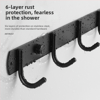 Κρεμάστρα τοίχου από ανοξείδωτο χάλυβα με 3+ σειρές γάντζων, μοντέρνο μινιμαλιστικό σχέδιο, αντοχή 10 kg, εγκατάσταση χωρίς διάτρηση για κουζίνα και μπάνιο