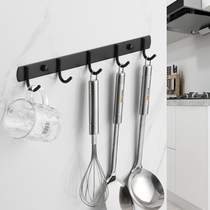 Κρεμάστρα τοίχου από ανοξείδωτο χάλυβα με 3+ σειρές γάντζων, μοντέρνο μινιμαλιστικό σχέδιο, αντοχή 10 kg, εγκατάσταση χωρίς διάτρηση για κουζίνα και μπάνιο