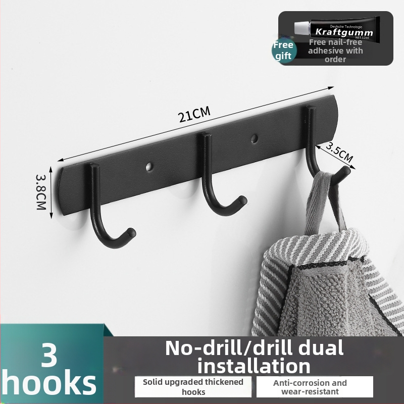 Κρεμάστρα τοίχου από ανοξείδωτο χάλυβα με 3+ σειρές γάντζων, μοντέρνο μινιμαλιστικό σχέδιο, αντοχή 10 kg, εγκατάσταση χωρίς διάτρηση για κουζίνα και μπάνιο