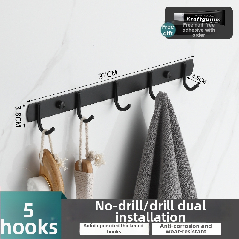 Κρεμάστρα τοίχου από ανοξείδωτο χάλυβα με 3+ σειρές γάντζων, μοντέρνο μινιμαλιστικό σχέδιο, αντοχή 10 kg, εγκατάσταση χωρίς διάτρηση για κουζίνα και μπάνιο
