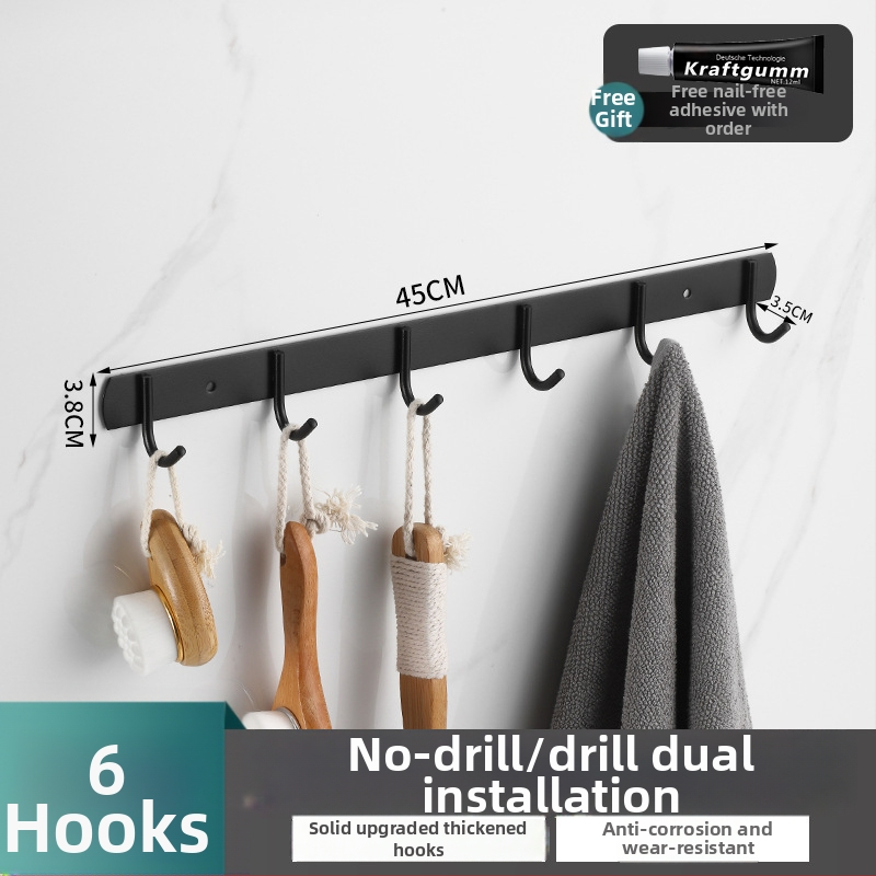 Κρεμάστρα τοίχου από ανοξείδωτο χάλυβα με 3+ σειρές γάντζων, μοντέρνο μινιμαλιστικό σχέδιο, αντοχή 10 kg, εγκατάσταση χωρίς διάτρηση για κουζίνα και μπάνιο