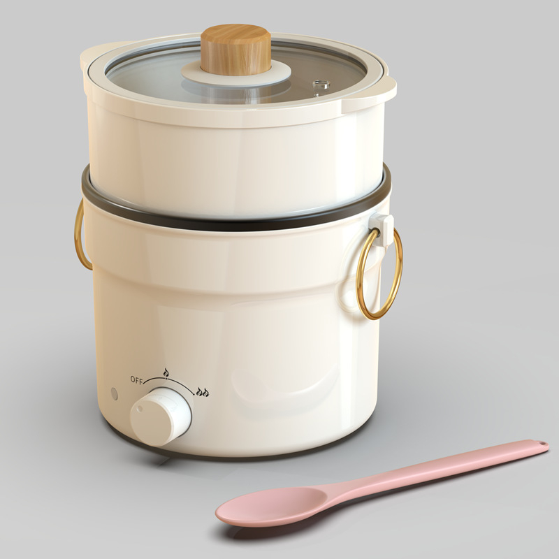 Mini električni kuhalo za studentski dom, kapacitet 2 L ili manje, za 1 osobu, unutarnja posuda s neprijanjajućim premazom, upravljanje gumbom, model DZG-3501, Kitchen Leader