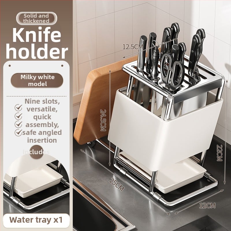 Ράφι για μαχαίρια από ανοξείδωτο χάλυβα, επιτοίχια τοποθέτηση, πολυλειτουργική αποθήκευση μαχαιριών, μοντέρνος μινιμαλιστικός σχεδιασμός