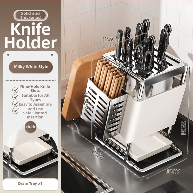 Ράφι για μαχαίρια από ανοξείδωτο χάλυβα, επιτοίχια τοποθέτηση, πολυλειτουργική αποθήκευση μαχαιριών, μοντέρνος μινιμαλιστικός σχεδιασμός