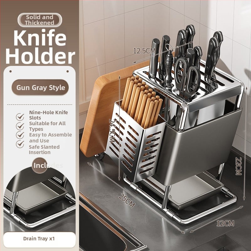 Ράφι για μαχαίρια από ανοξείδωτο χάλυβα, επιτοίχια τοποθέτηση, πολυλειτουργική αποθήκευση μαχαιριών, μοντέρνος μινιμαλιστικός σχεδιασμός