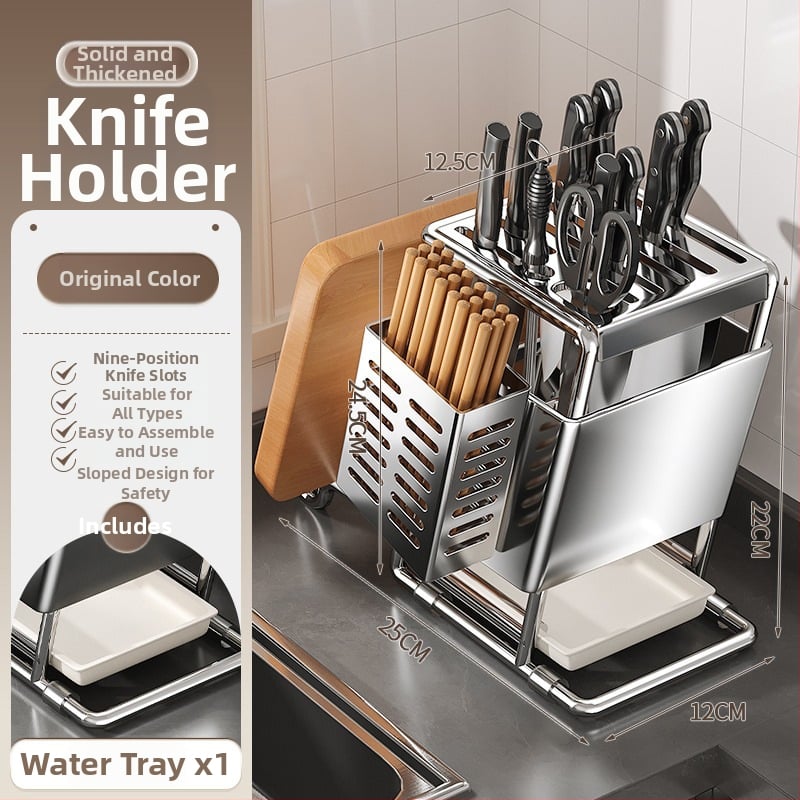 Ράφι για μαχαίρια από ανοξείδωτο χάλυβα, επιτοίχια τοποθέτηση, πολυλειτουργική αποθήκευση μαχαιριών, μοντέρνος μινιμαλιστικός σχεδιασμός